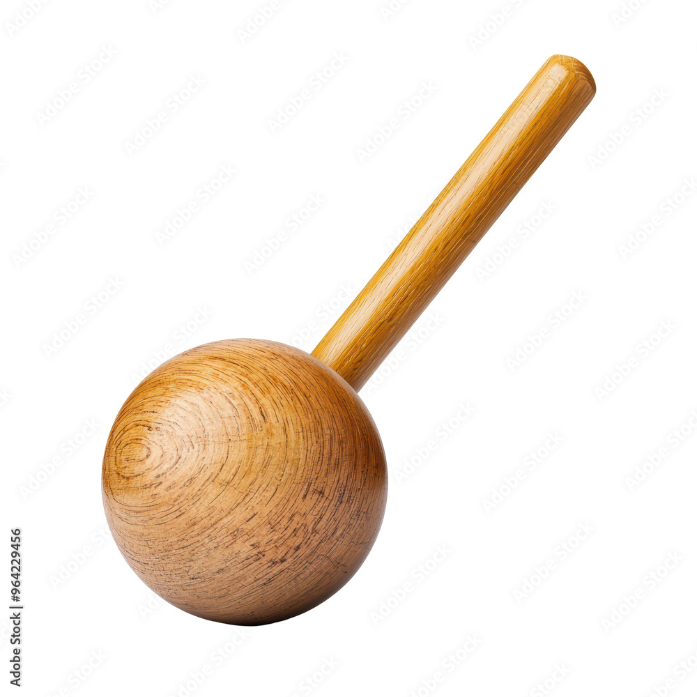 A wooden ball with a wooden stick A wooden ball with a wooden stick