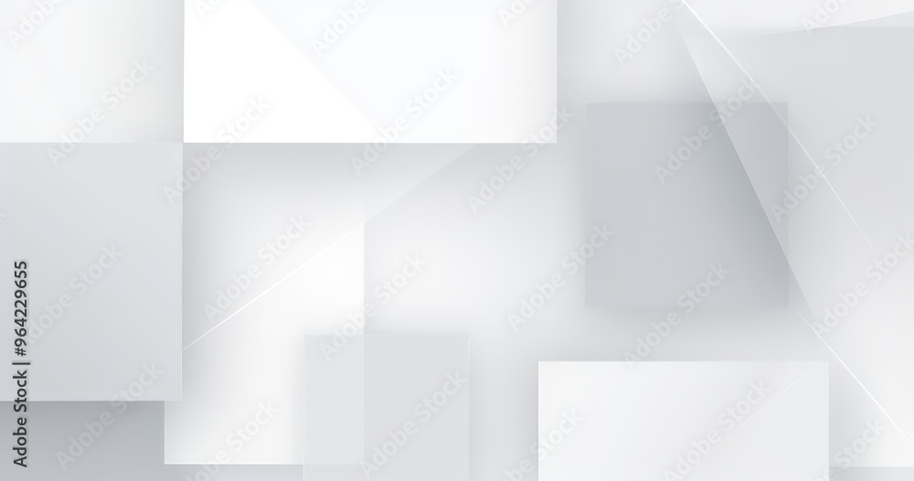 Obraz premium A minimalist abstract design featuring overlapping translucent shapes in shades of white and gray.