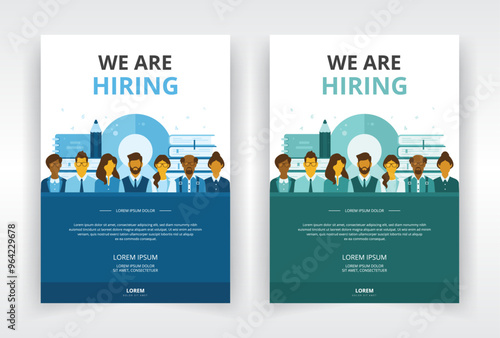Poster or flyer templates for effective recruitment and hiring processes of professors, lecturers, teachers, tutors, academic assistants or education support staff