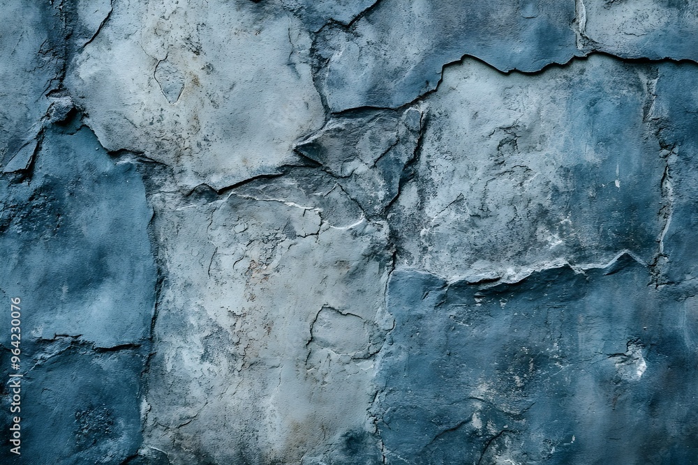 A blue wall with cracks and peeling paint A blue wall with cracks and peeling paint