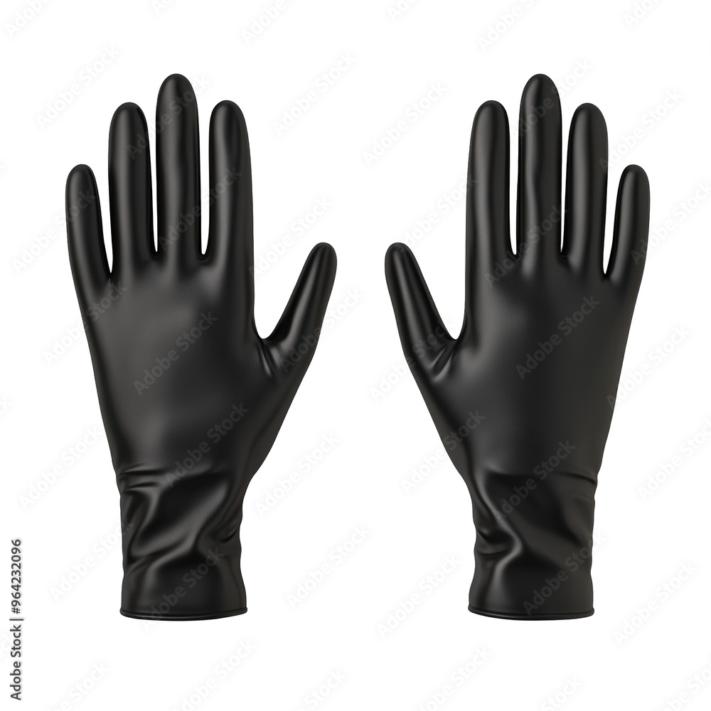 The gloves are black and made of leather The gloves are black and made of leather