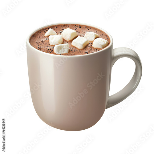 A mug of hot chocolate with marshmallows on top
