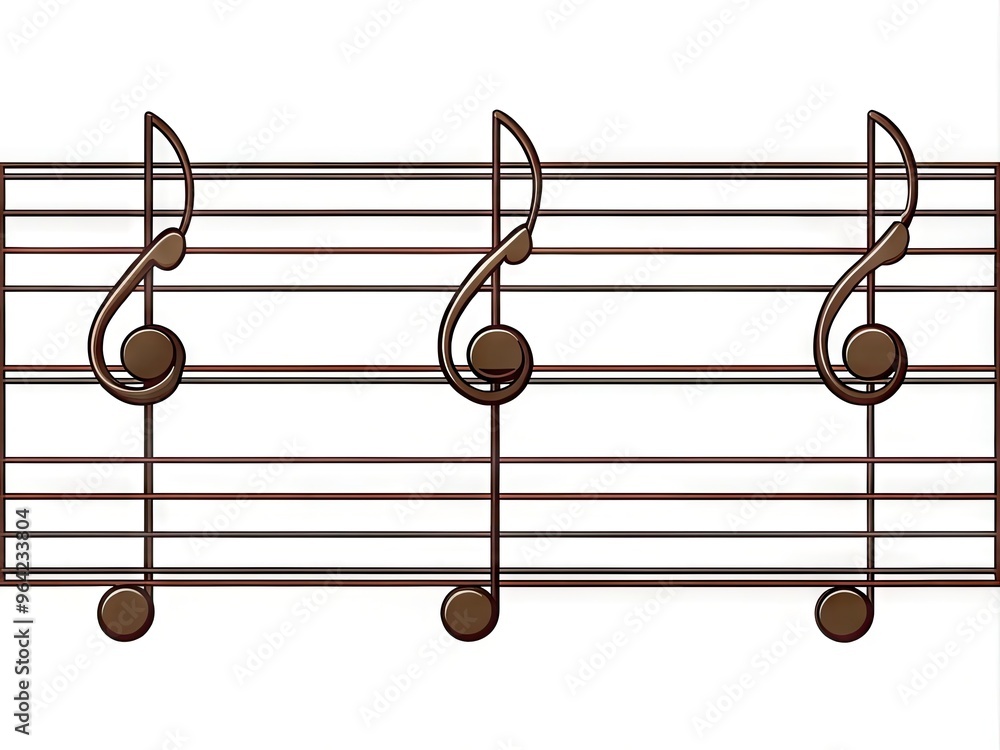 A Musical Staff, Composed Of Five Evenly Spaced Horizontal Lines And Four Spaces, Used To Represent Musical Notation. A Musical Staff, Composed Of Five Evenly Spaced Horizontal Lines And Four Spaces, Used To Represent Musical Notation.