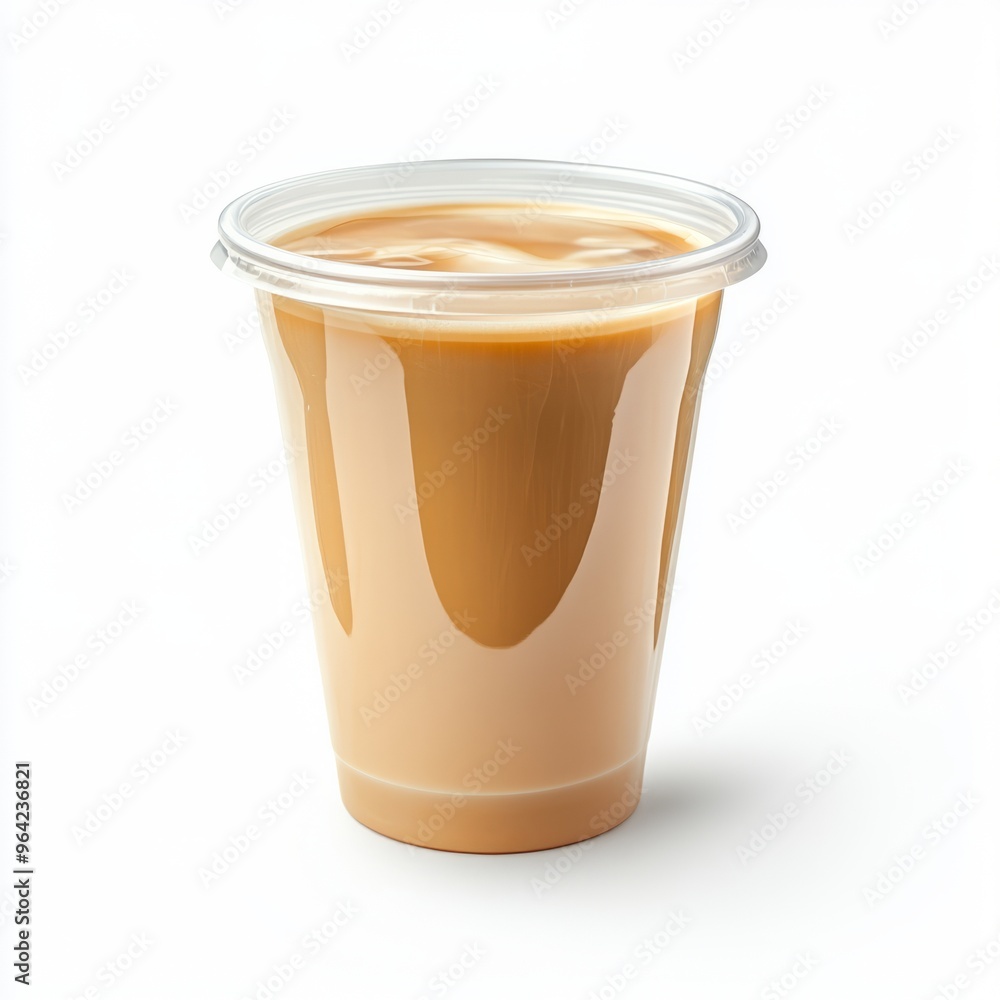 Latte Coffee in Clear Cup, Isolated on White Background Latte Coffee in Clear Cup, Isolated on White Background