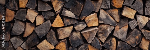 Stacked Firewood Logs are Prepared and Ready for Winter Use in a Charming Rustic Setting