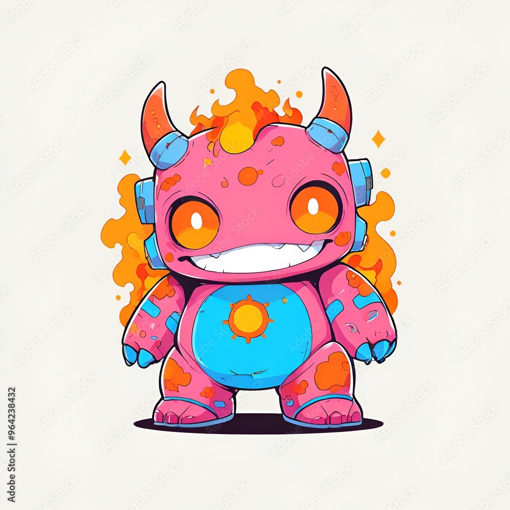Cute Fire Monster Cartoon Illustration Cute Fire Monster Cartoon Illustration