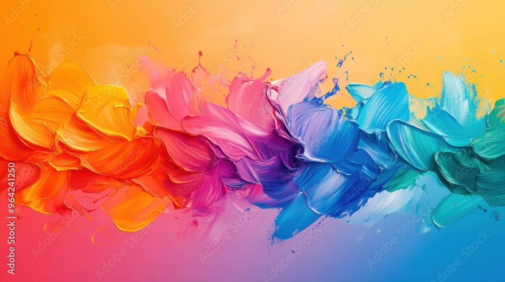 Obraz premium Acrylic and oil paint background with abstract fireworks, vibrant colors for a New Year celebration