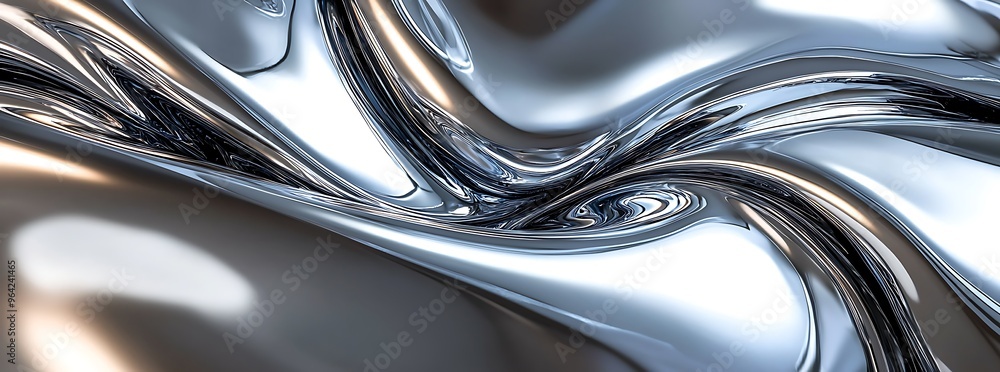 Reflective Silver Waves: A Study in Metallic Fluidity and Texture Reflective Silver Waves: A Study in Metallic Fluidity and Texture