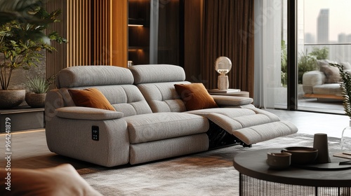 A comfortable and stylish electric reclining sofa with a rocking function