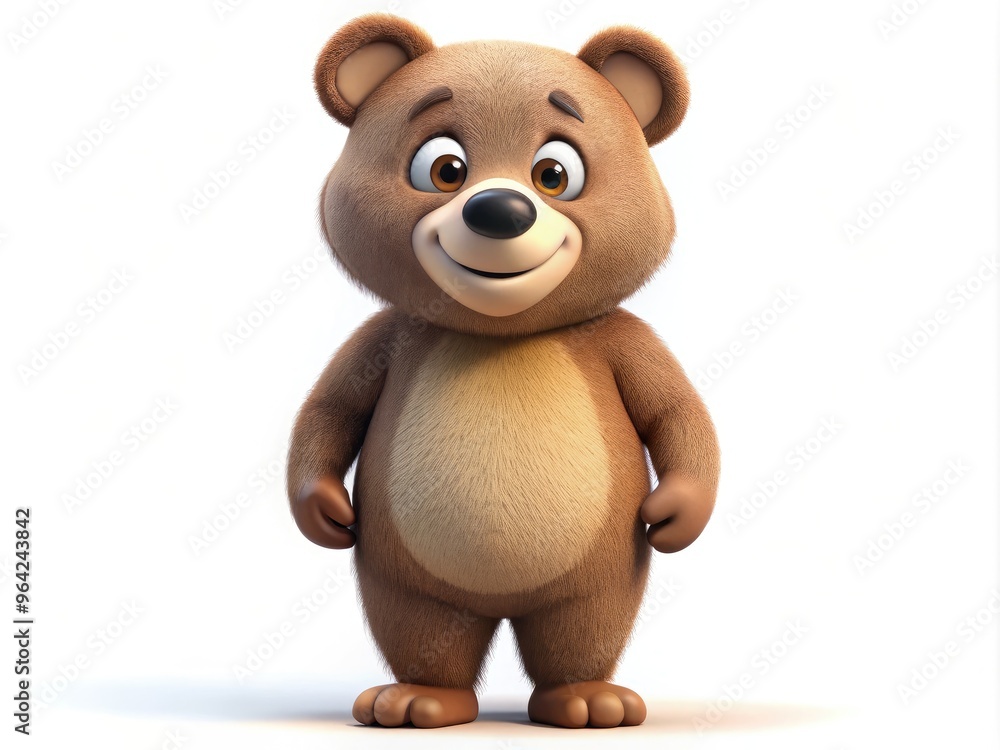 A Transparent Animated Illustration Of A Cartoon Bear Character Standing Upright, Featuring Expressive Eyes And A Friendly Demeanor. A Transparent Animated Illustration Of A Cartoon Bear Character Standing Upright, Featuring Expressive Eyes And A Friendly Demeanor.