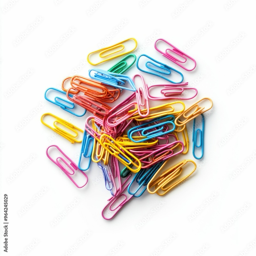 Pile of Colorful Paper Clips on White Background Pile of Colorful Paper Clips on White Background