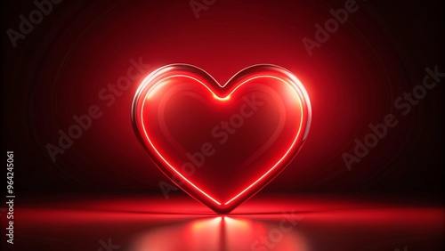 Red glowing heart symbolizing love, passion, and romance