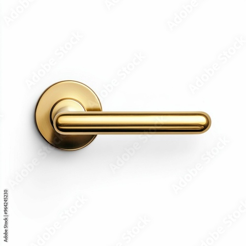 Golden Door Handle Isolated on White Background