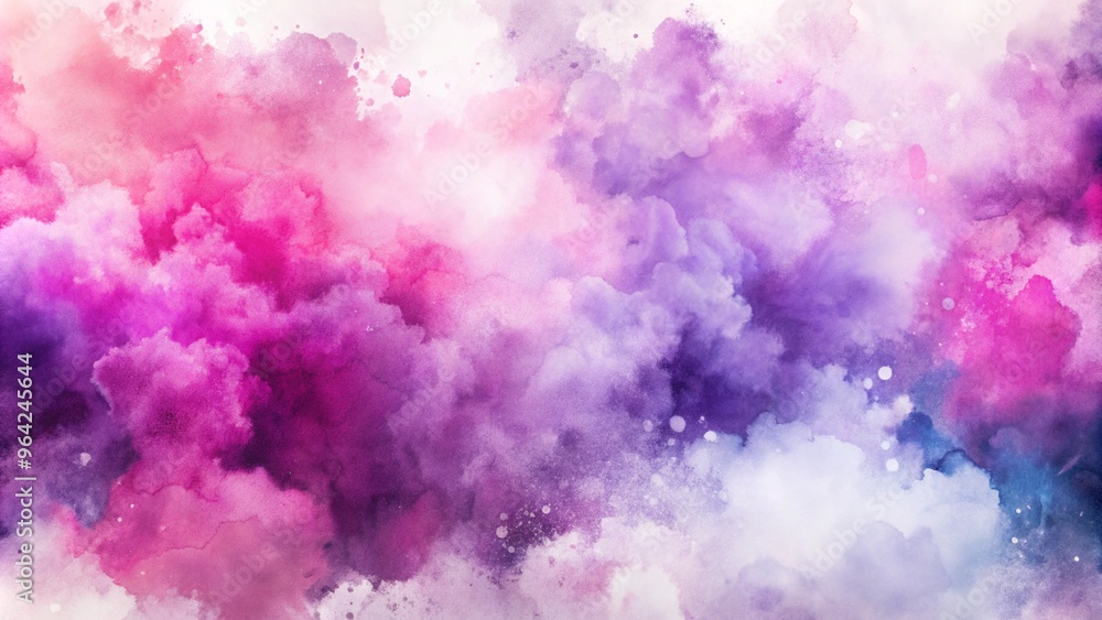 Fototapeta premium Abstract watercolor clouds in vibrant pink and purple hues.