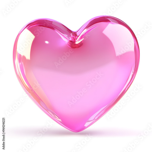 Glossy pink heart illustration isolated on white background