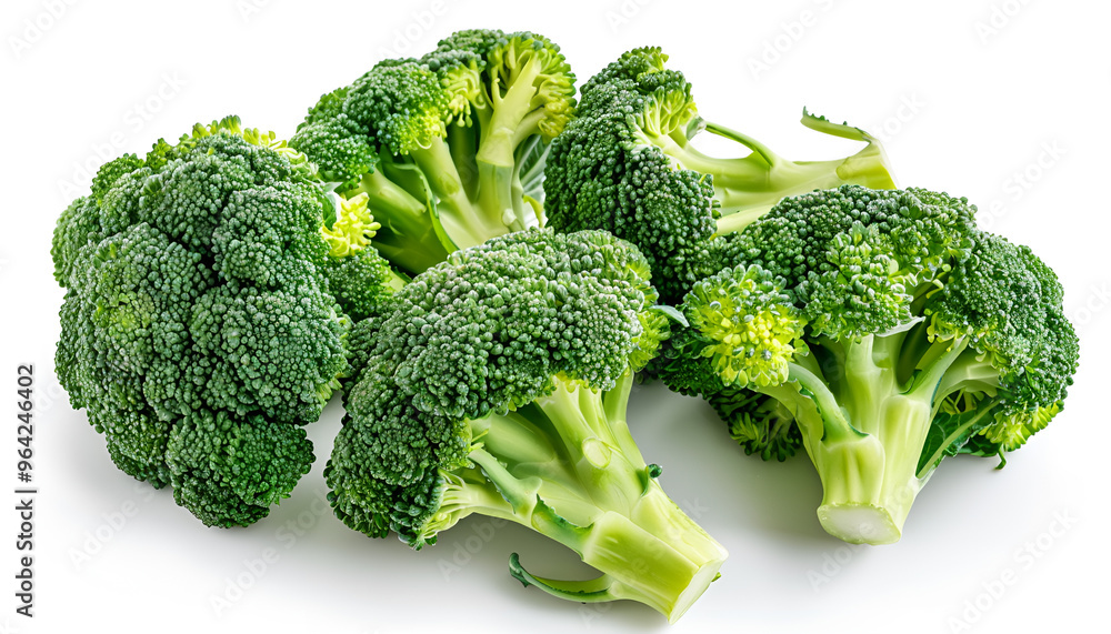 fresh broccoli isolated on white background close-up with full depth of field. Top view with copy space for your text. Flat lay fresh broccoli isolated on white background close-up with full depth of field. Top view with copy space for your text. Flat lay