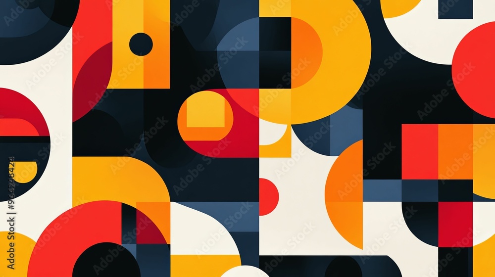 Abstract Geometric Composition with Red, Yellow, and Blue Shapes Abstract Geometric Composition with Red, Yellow, and Blue Shapes