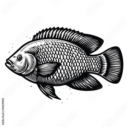 Tilapia Sketch vector, Tilapia fish Clip art, Popular Tilapia fish vector