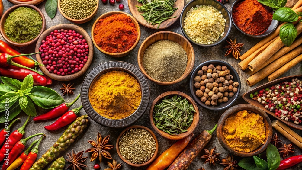 Vibrant assortment of Indian spices on a neutral background Vibrant assortment of Indian spices on a neutral background