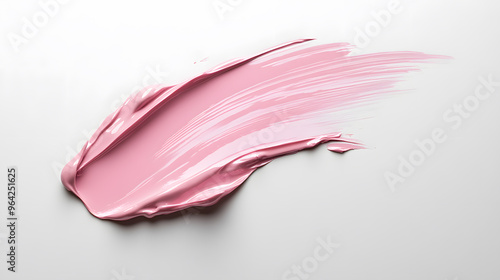 Pink liquid glossy swatch lipstick smear isolated on white background