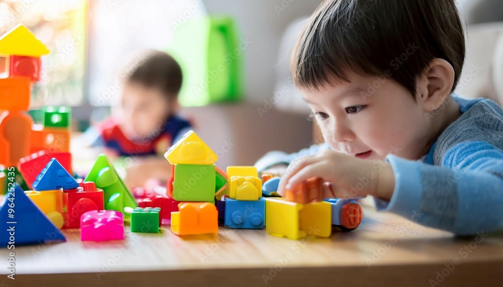 Children playing with toys, symbolizing play, learning, and childhood. Children playing with toys, symbolizing play, learning, and childhood.
