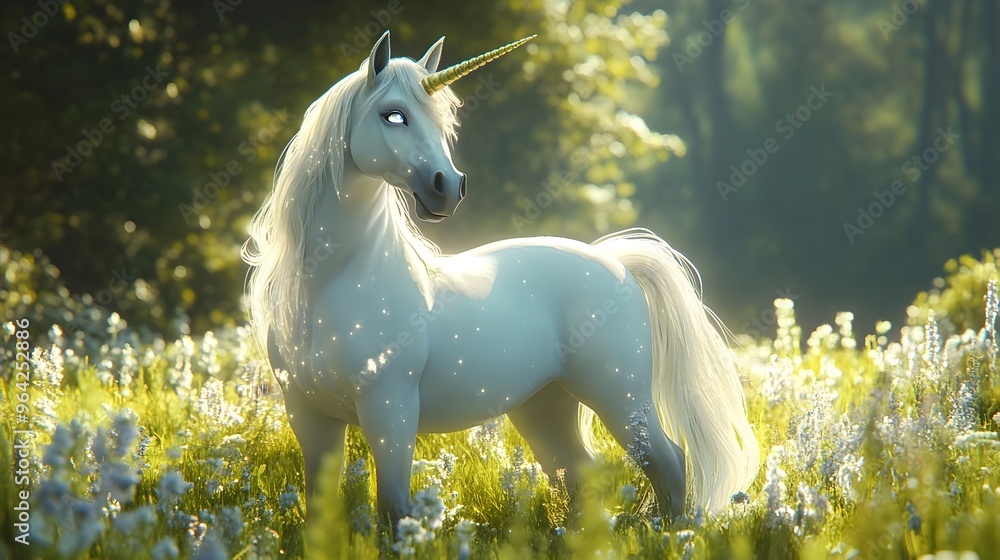 Mesmerizing Opalescent Unicorn in Serene Glowing Meadow Incredibly Detailed and Mesmerizing Opalescent Unicorn in Serene Glowing Meadow Incredibly Detailed and