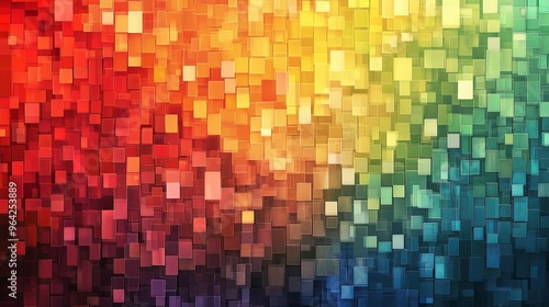 Abstract Background of Overlapping Squares with Rainbow Color Gradient