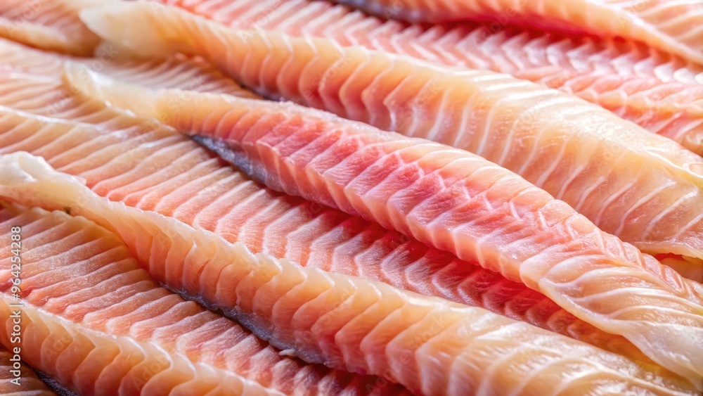 Close-Up Of Raw Swai Fish Fillets With Visible Scales, Flesh, And Skin Close-Up Of Raw Swai Fish Fillets With Visible Scales, Flesh, And Skin