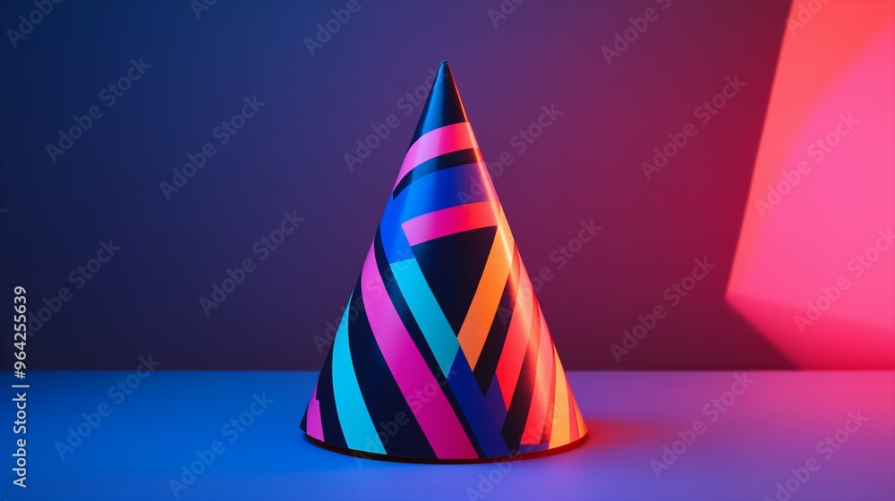 Vibrant birthday party hat isolated on a festive background new beautiful stock image illustration AI Vibrant birthday party hat isolated on a festive background new beautiful stock image illustration AI