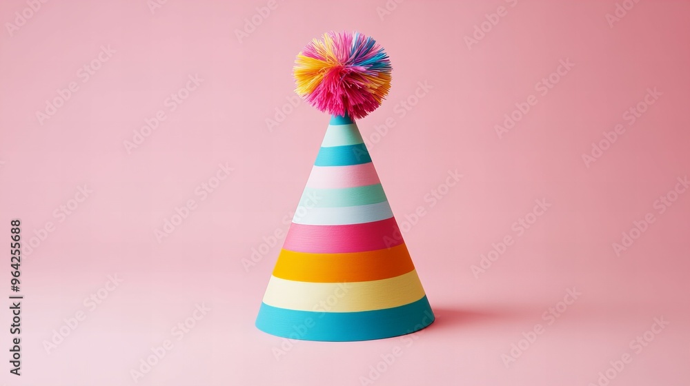 Vibrant birthday party hat isolated background new beautiful stock image illustration AI Vibrant birthday party hat isolated background new beautiful stock image illustration AI