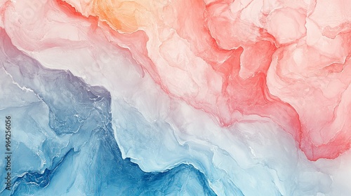 Abstract Swirling Blue, Pink, and Orange Ink Artwork photo