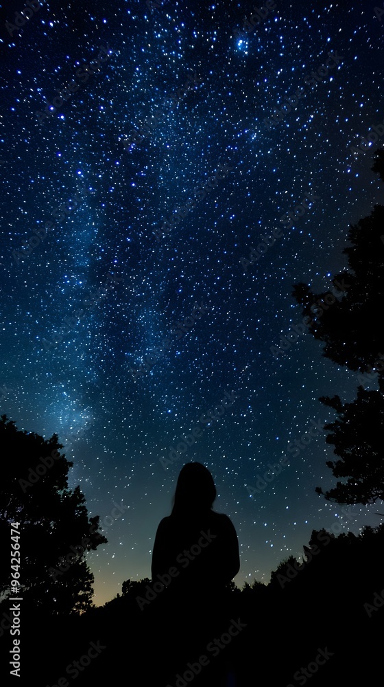 39. A person standing in front of a starry night sky 39. A person standing in front of a starry night sky