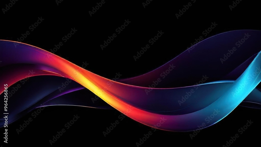 Naklejka premium Abstract waves in vibrant colors on a dark background, creating a dynamic visual effect.