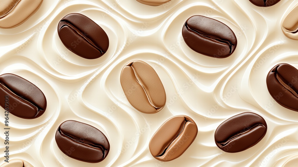 Obraz premium coffee beans Pattern background on a textured surface for creative design and branding concepts new beautiful stock image illustration AI