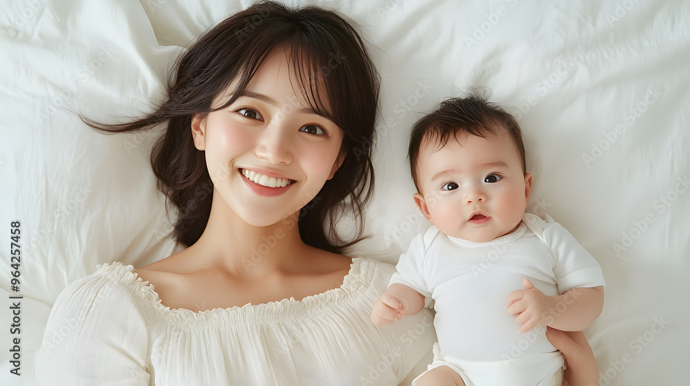 Japanese Woman with Straight Hair Holding Her Baby | Tender Motherhood and Family Bonding Japanese Woman with Straight Hair Holding Her Baby | Tender Motherhood and Family Bonding