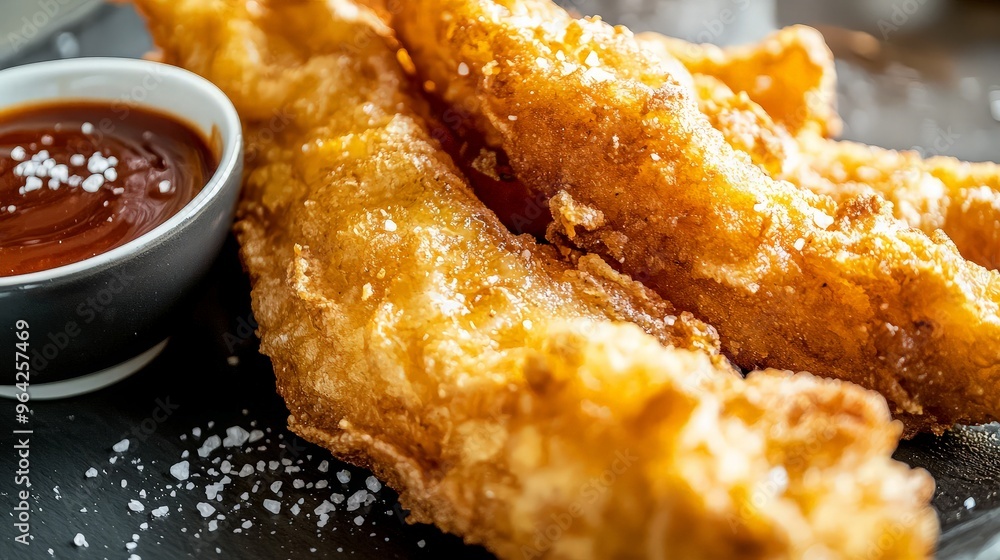 Crispy Fried Food with Barbecue Sauce Crispy Fried Food with Barbecue Sauce