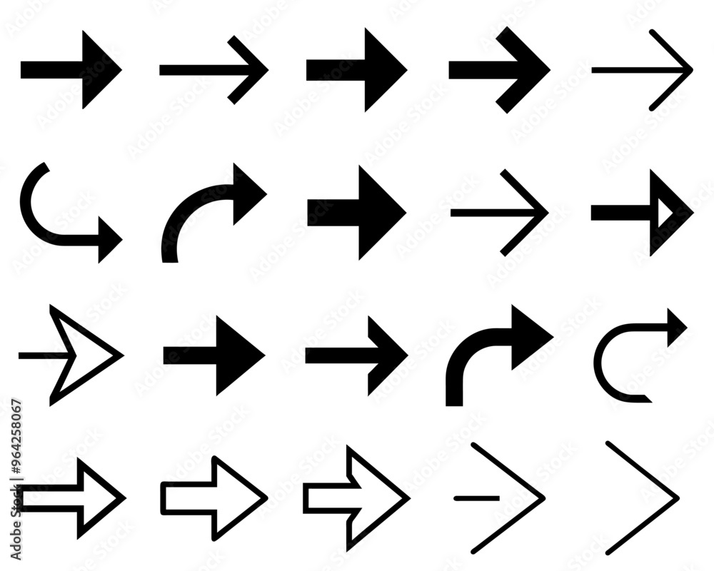 Arrows vector. Set flat different arrows isolated on white background. Arrows vector. Set flat different arrows isolated on white background.