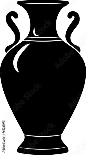 Silhouette of a Decorative Vase with Handles