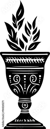 Decorative Chalice with Leaves Art Design