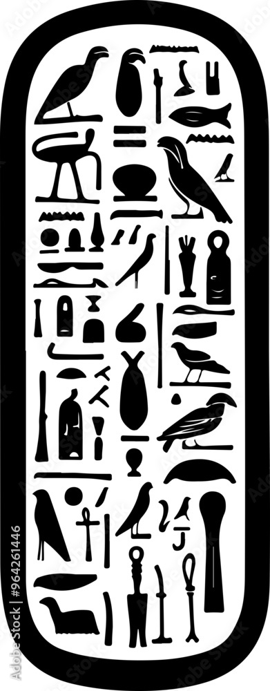 Ancient Egyptian Hieroglyphs in Black and White Design Ancient Egyptian Hieroglyphs in Black and White Design