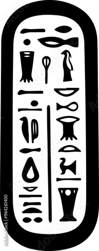 Hieroglyphs in Black and White Design