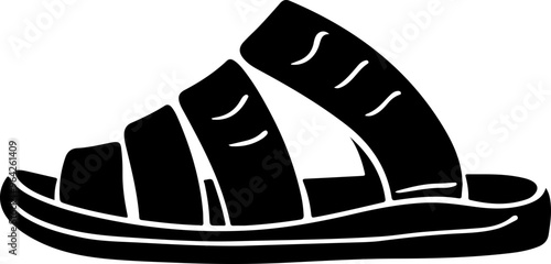Stylized Black Sandal with Straps Design