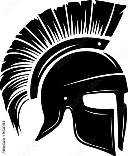 Stylized Black Spartan Helmet with Mohawk Crest