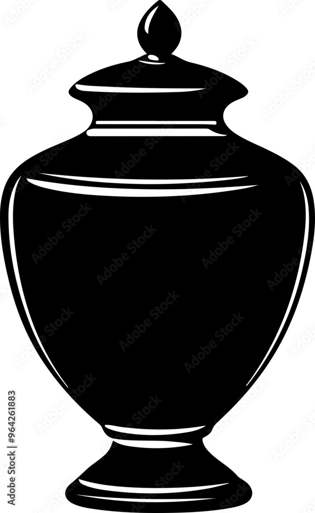 Elegant Black Urn with Lid - Classic Design Element Elegant Black Urn with Lid - Classic Design Element