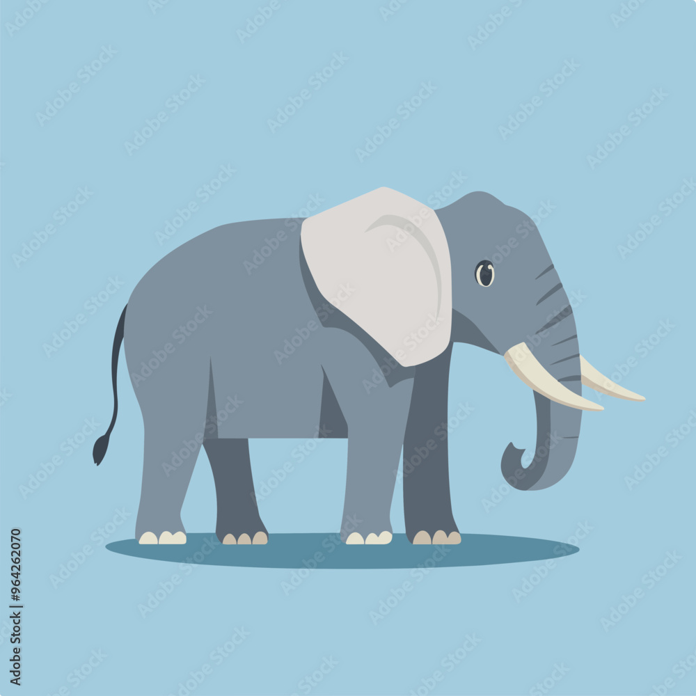 Obraz premium Cartoon Elephant on Blue Background