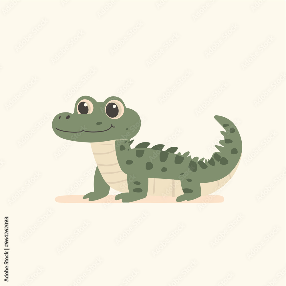 Cartoon Crocodile Character with Smiling Expression