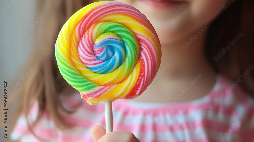 Girl with a big bright candy in her hand Baby with lollipop Girl with a big bright candy in her hand Baby with lollipop