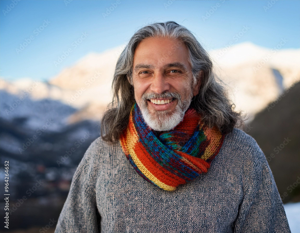 Winter Portrait of Happy Handsome Man Smiling Outdoors Winter Portrait of Happy Handsome Man Smiling Outdoors