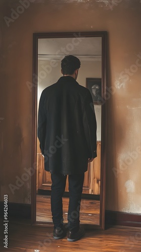 35. A person standing in front of a mirror