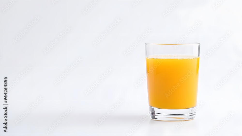 A glass of refreshing orange juice on a white background. A glass of refreshing orange juice on a white background.
